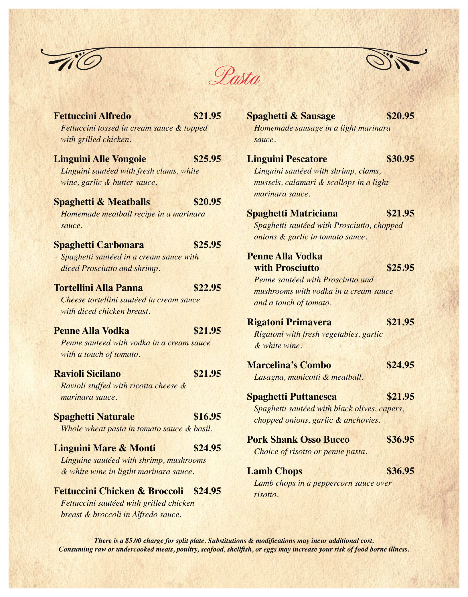 Marcelinas menu, page 2